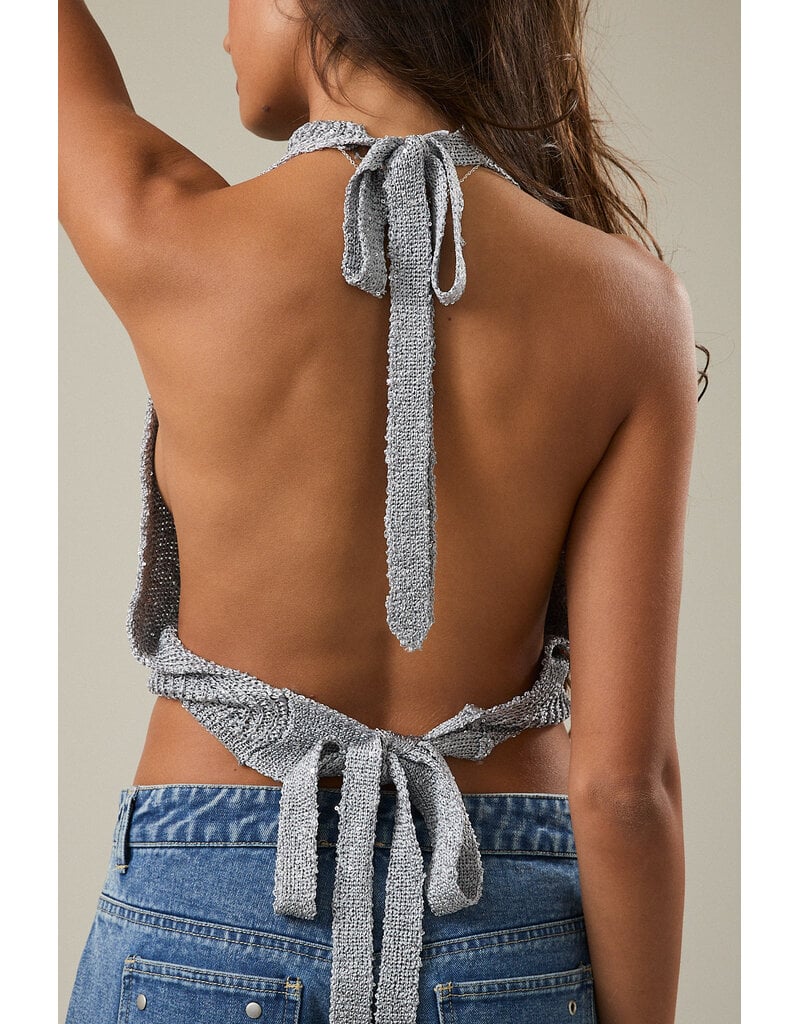 Le Lis Shira Sparkle Knit Halter Top