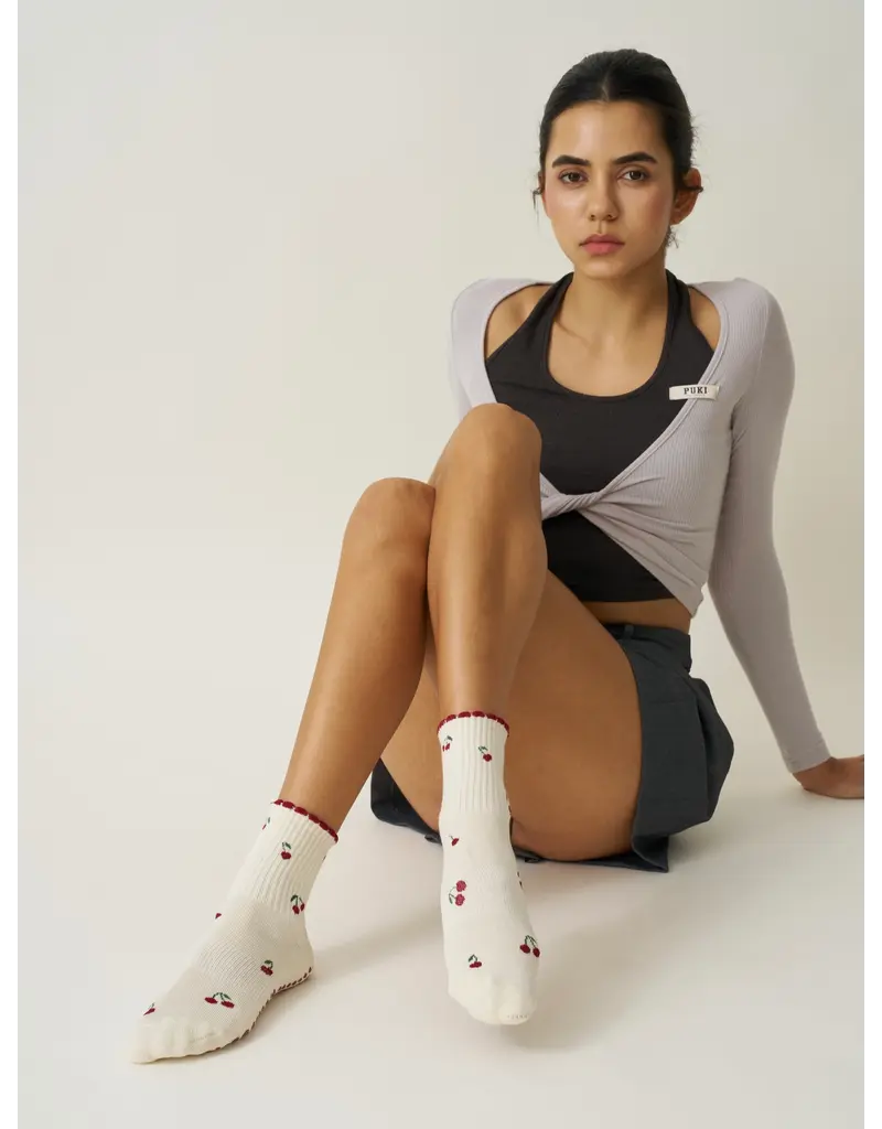 Effortless Club Little Cherry Petal Grippy Socks