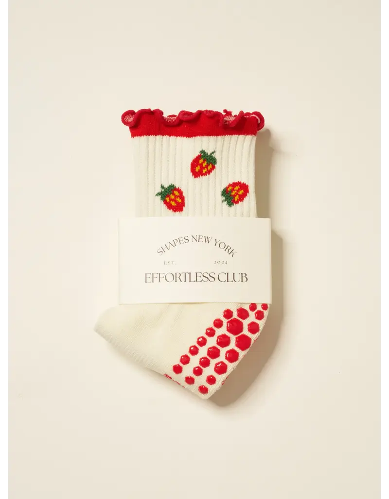 Effortless Club Strawberry Ruffle Grippy Socks