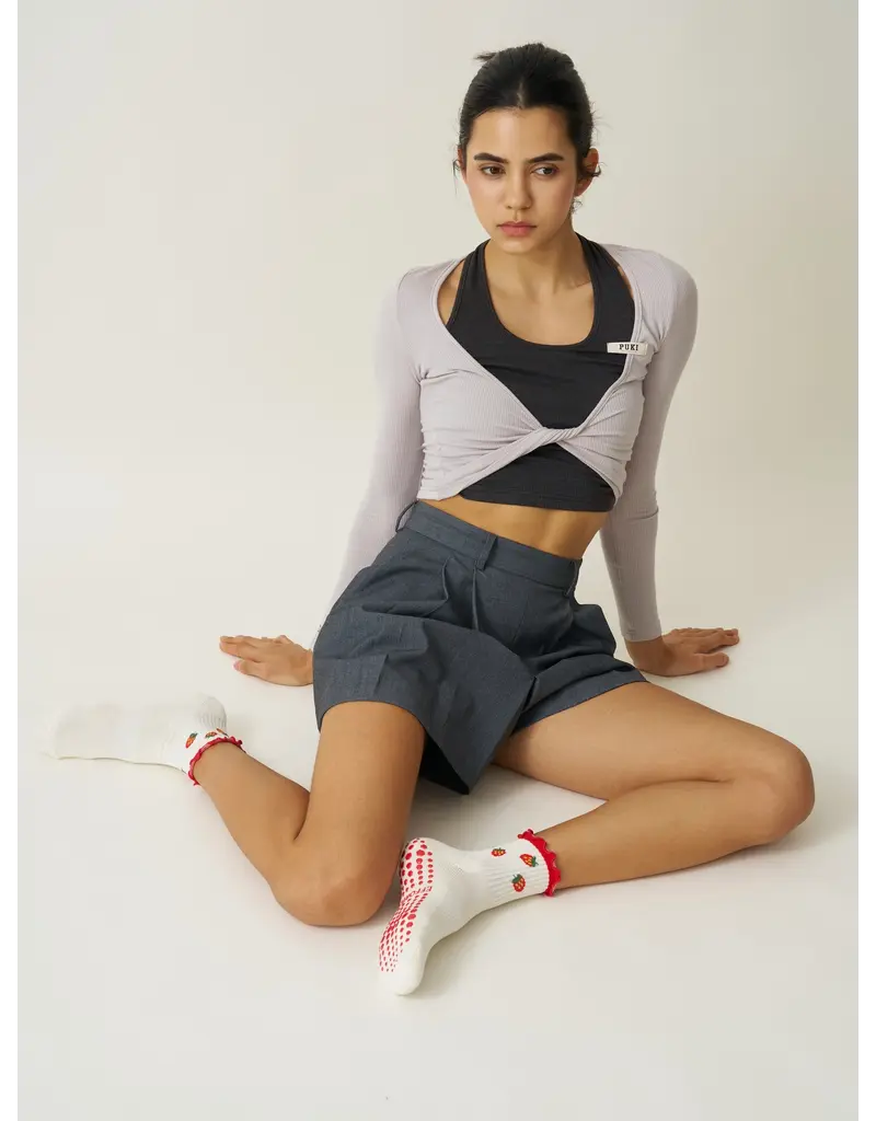 Effortless Club Strawberry Ruffle Grippy Socks