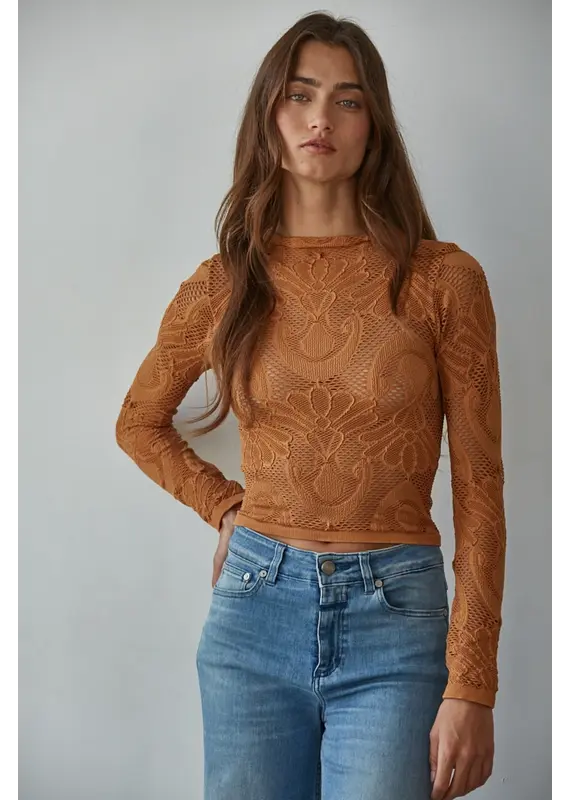 By Together Seamless Stretchy Patterned Mesh Top