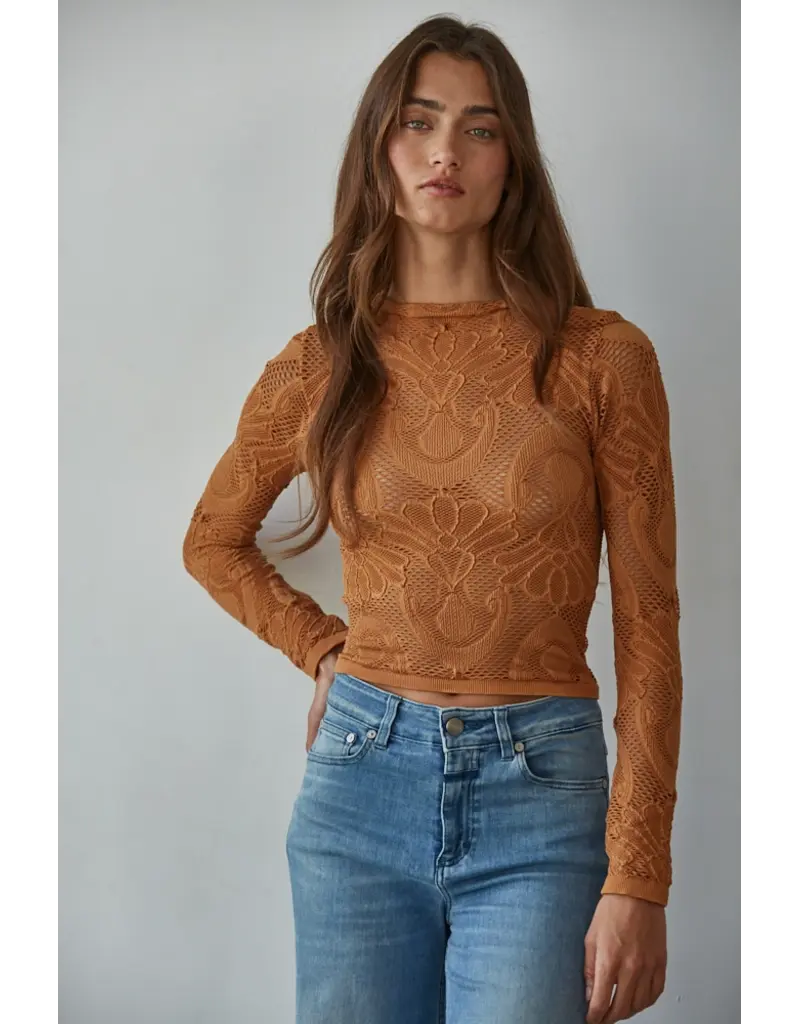 By Together Seamless Stretchy Patterned Mesh Top