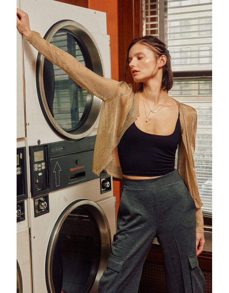 Becky Buttonless Metallic Cardigan