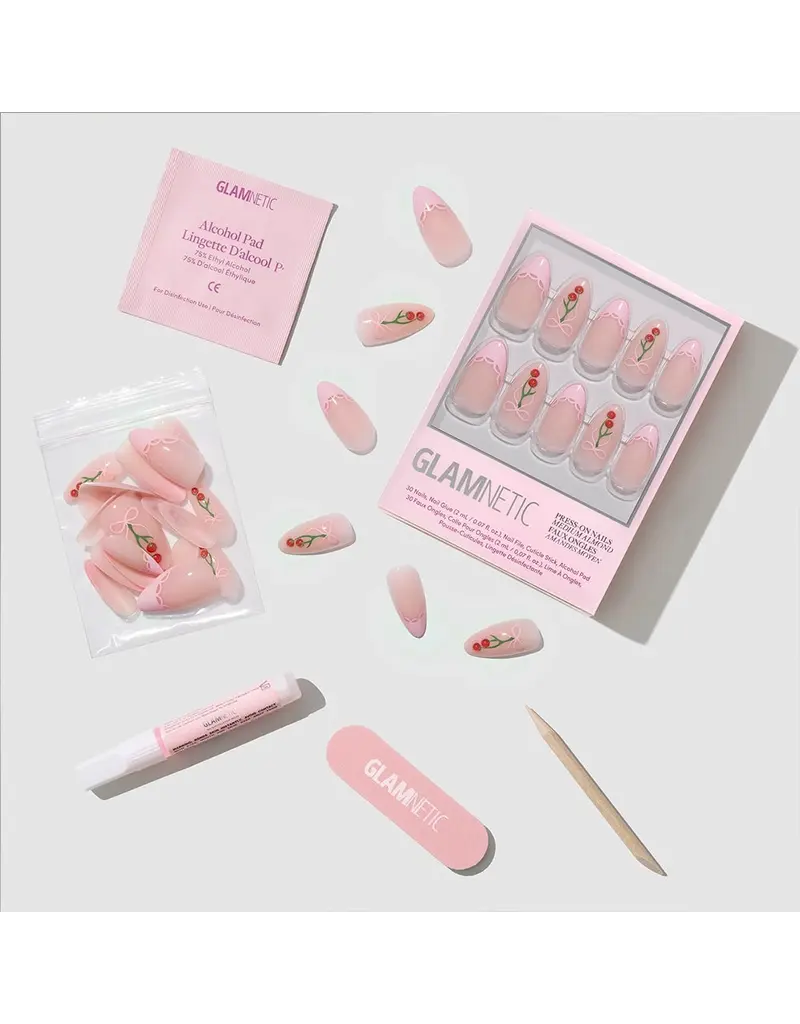 Glamnetic Cherry Bow Press-On Nails