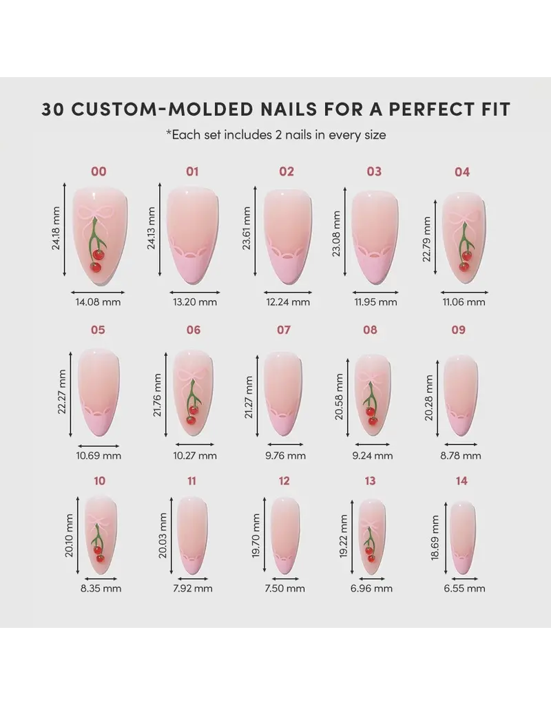 Glamnetic Cherry Bow Press-On Nails