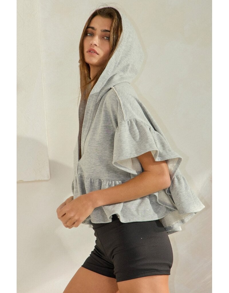 Reese Ruffled Hoodie Crop Top