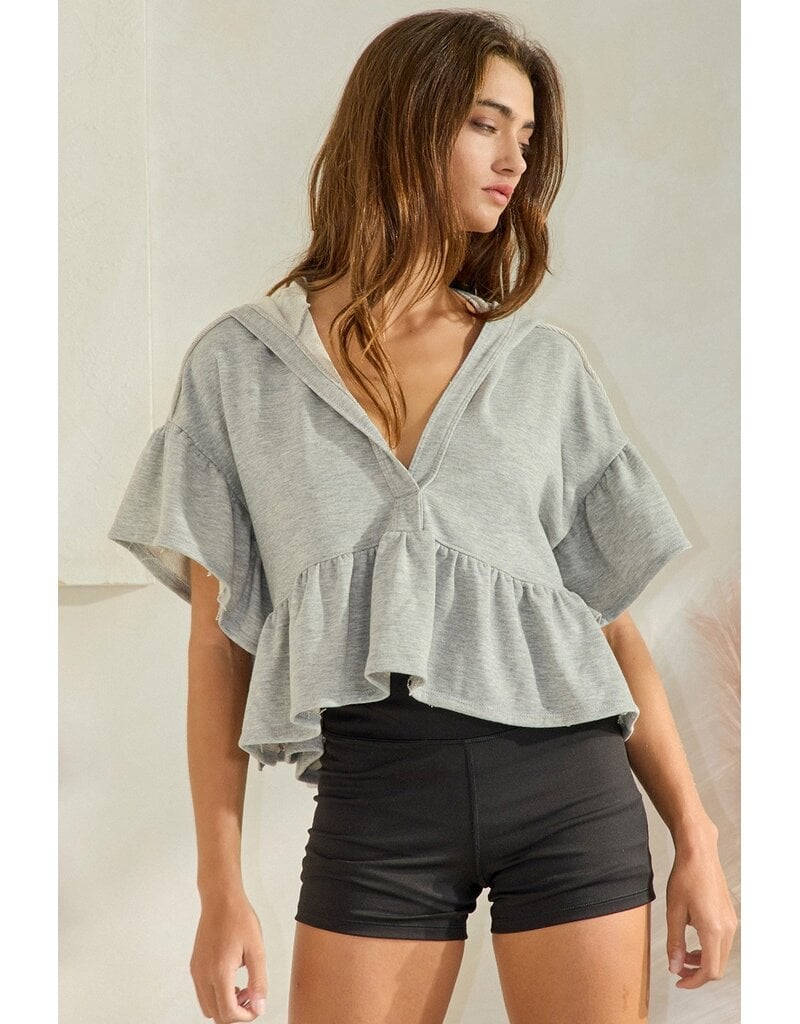 Reese Ruffled Hoodie Crop Top