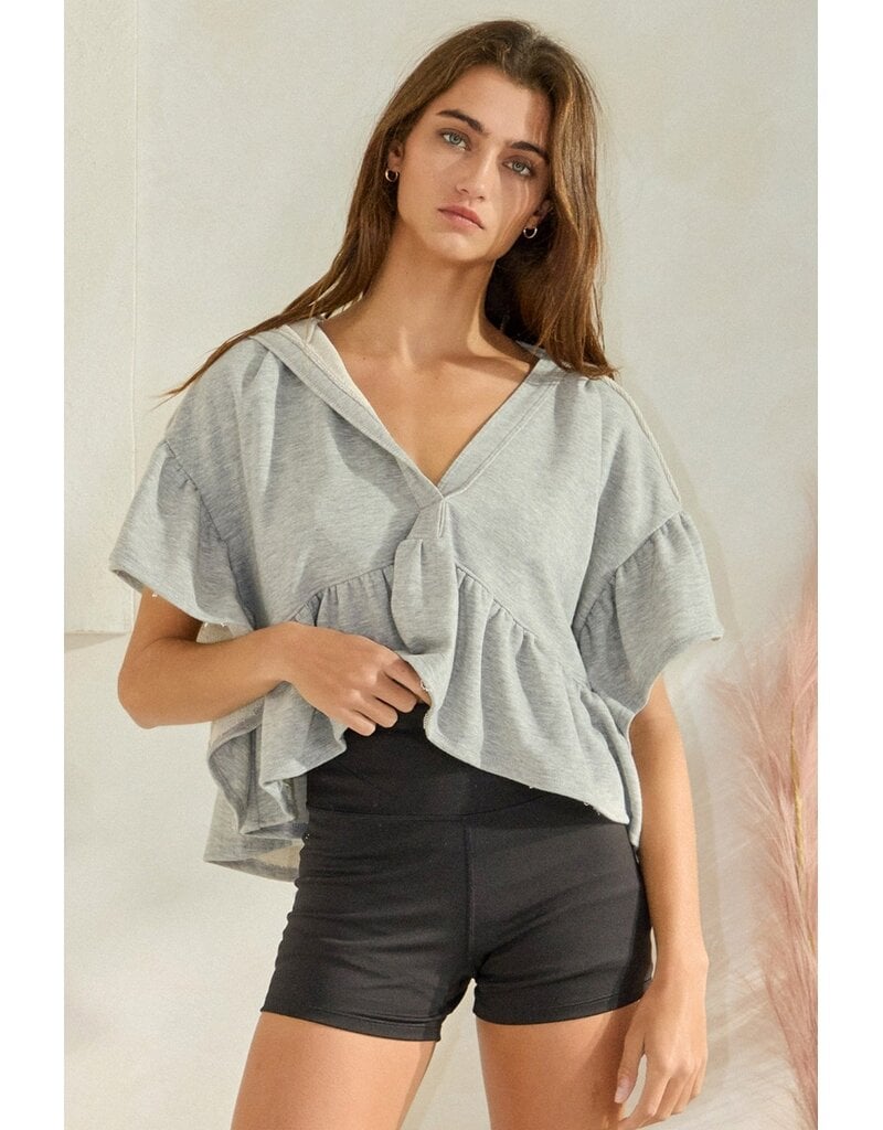 Reese Ruffled Hoodie Crop Top