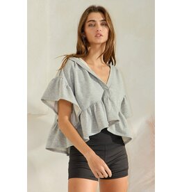 Reese Ruffled Hoodie Crop Top