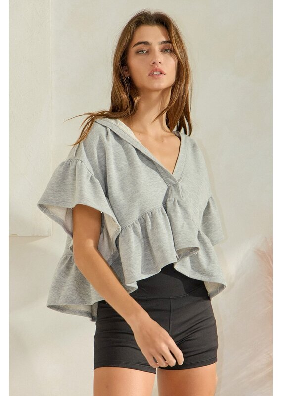 Reese Ruffled Hoodie Crop Top