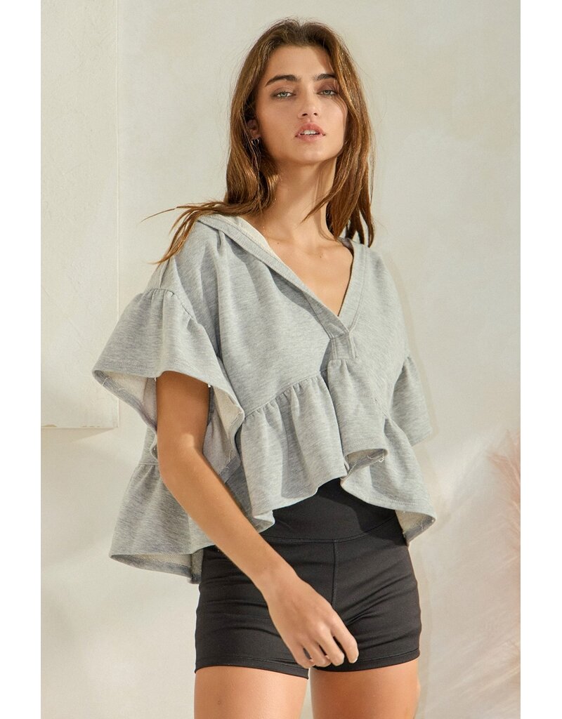 Reese Ruffled Hoodie Crop Top