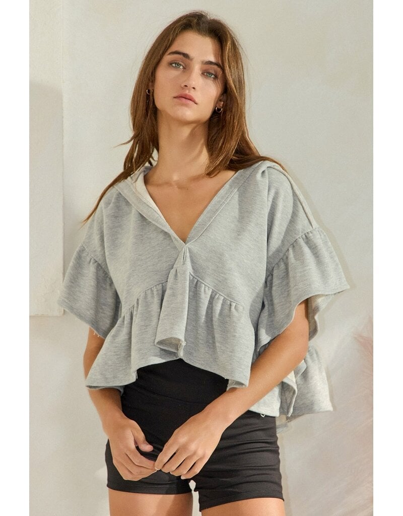 Reese Ruffled Hoodie Crop Top