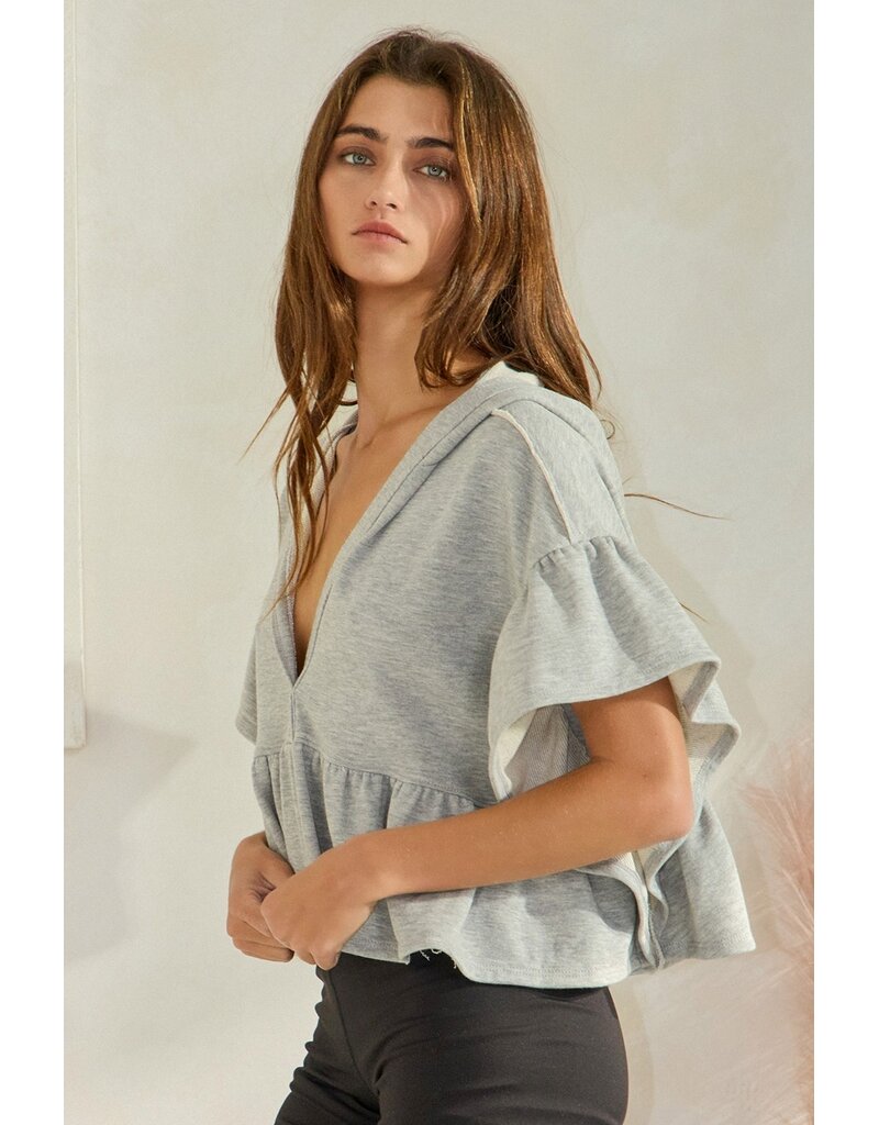 Reese Ruffled Hoodie Crop Top