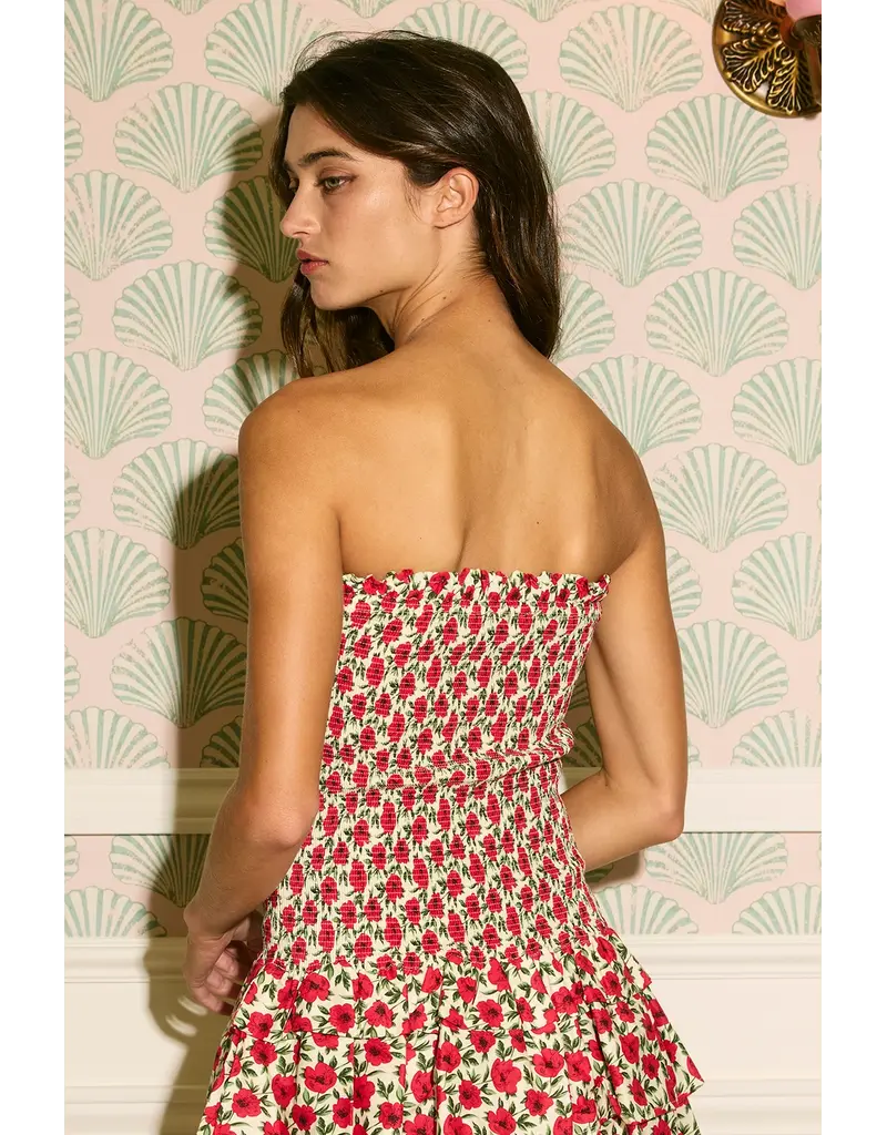 Dahlia Drop Waist Smocked Strapless Mini Dress