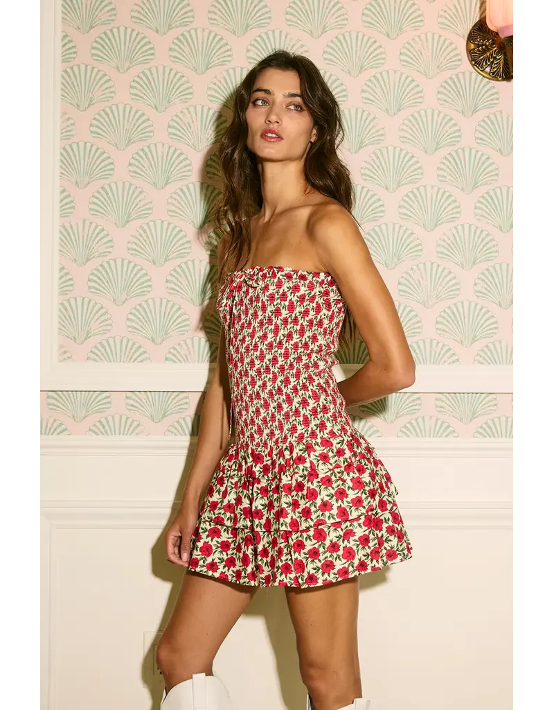 Dahlia Drop Waist Smocked Strapless Mini Dress