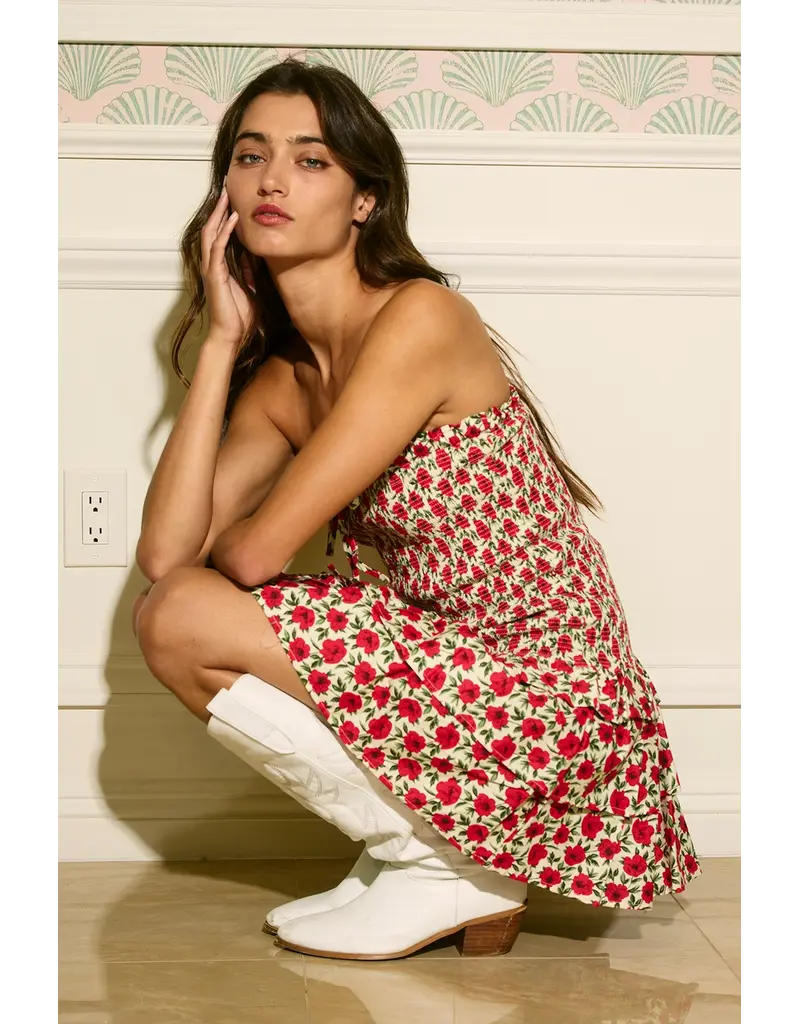 Dahlia Drop Waist Smocked Strapless Mini Dress