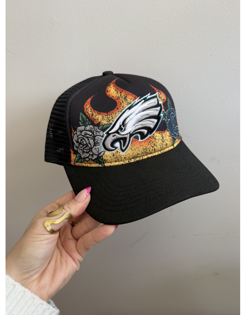 Pro Standard Philadelphia Eagles Fire & Roses Trucker Hat