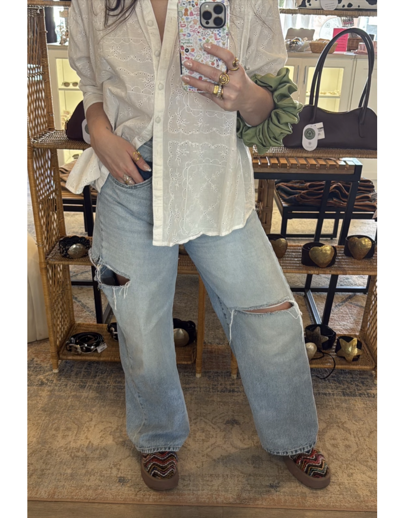 For Love & Lemons Handkerchief Button-Up Shirt