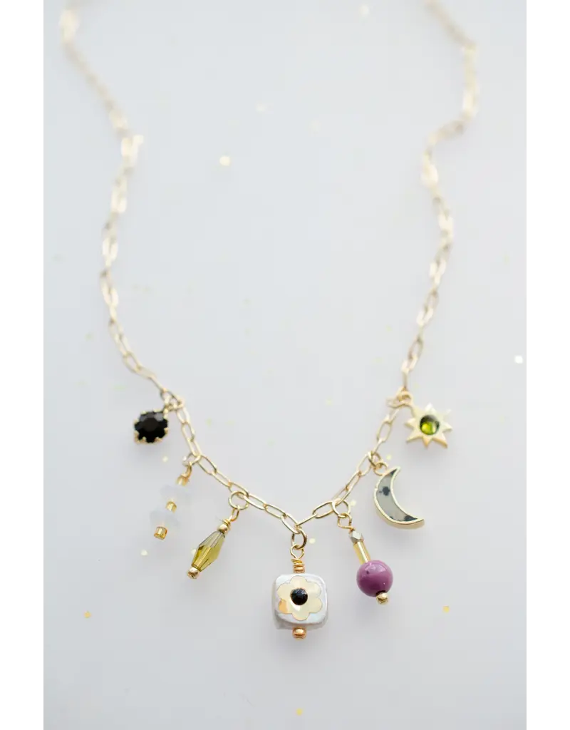 Jill Makes Dainty Flower Beaded Charm Necklace