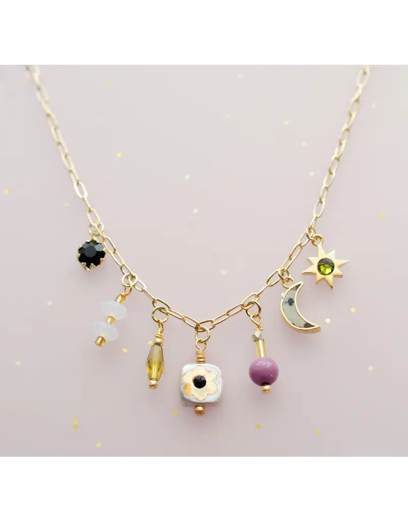 Jill Makes Dainty Flower Beaded Charm Necklace