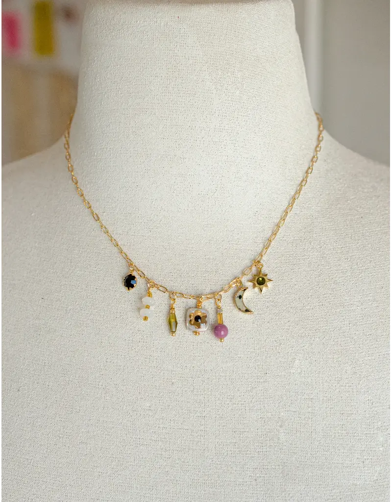 Jill Makes Dainty Flower Beaded Charm Necklace