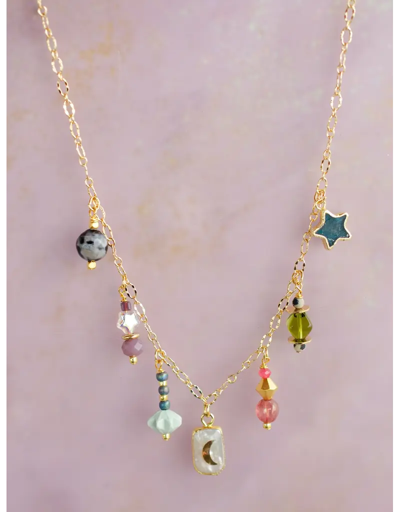 Jill Makes Pearl Moon Charm Necklace