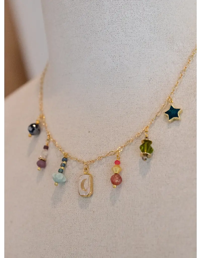 Jill Makes Pearl Moon Charm Necklace