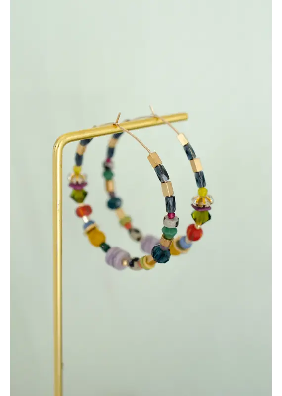 Jill Makes Jewel Toned Large Beaded Hoops