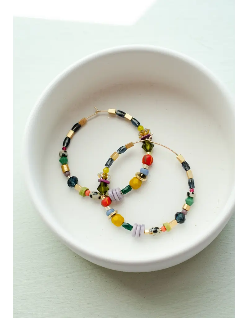 Jill Makes Jewel Toned Large Beaded Hoops