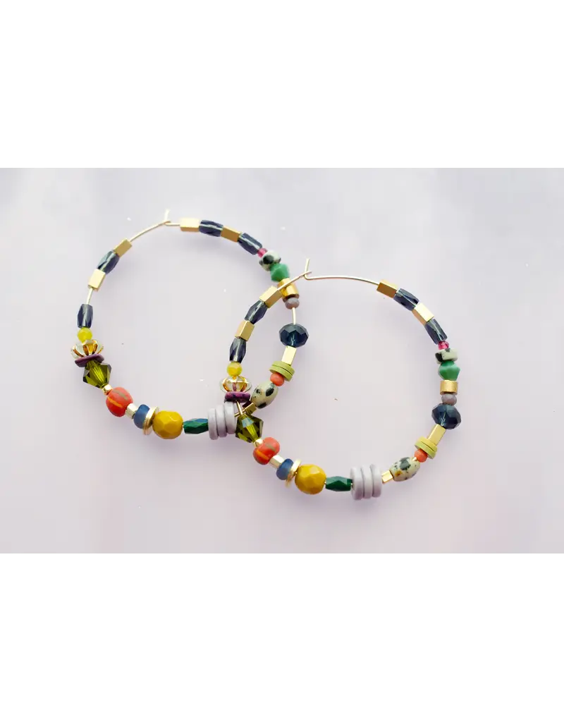 Jill Makes Jewel Toned Large Beaded Hoops