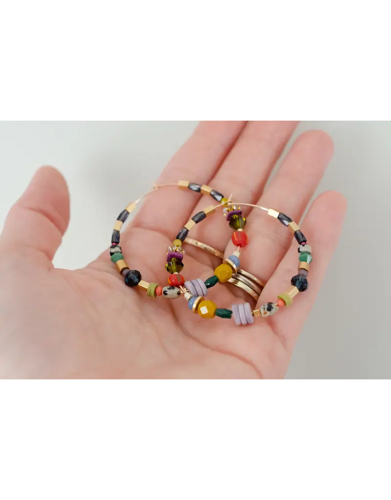 Jill Makes Jewel Toned Large Beaded Hoops