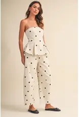 Polka Dot Denim Peplum Top & Barrel Jean Set