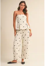 Polka Dot Denim Peplum Top & Barrel Jean Set