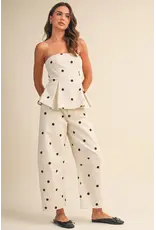 Polka Dot Denim Peplum Top & Barrel Jean Set