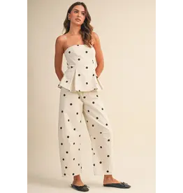 Polka Dot Denim Peplum Top & Barrel Jean Set