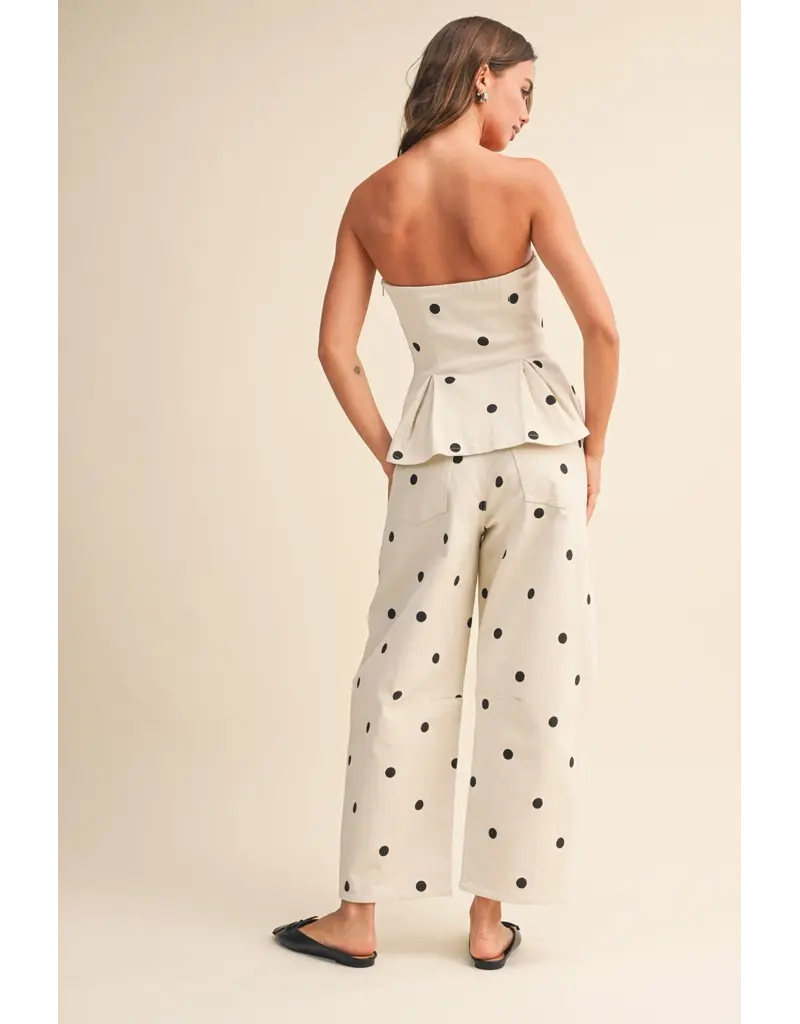 Polka Dot Denim Peplum Top & Barrel Jean Set