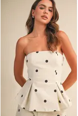 Polka Dot Denim Peplum Top & Barrel Jean Set