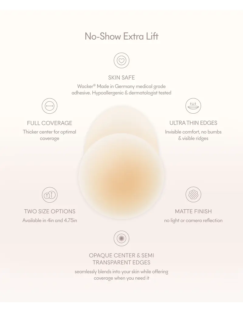 NOOD No-Show Extra-Lift Reusable Adhesive Nipple Covers *2 shades & 2 sizes*