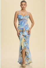 Catherine Mesh Ruffle Maxi Dress