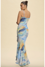 Catherine Mesh Ruffle Maxi Dress