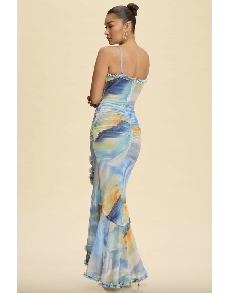 Catherine Mesh Ruffle Maxi Dress