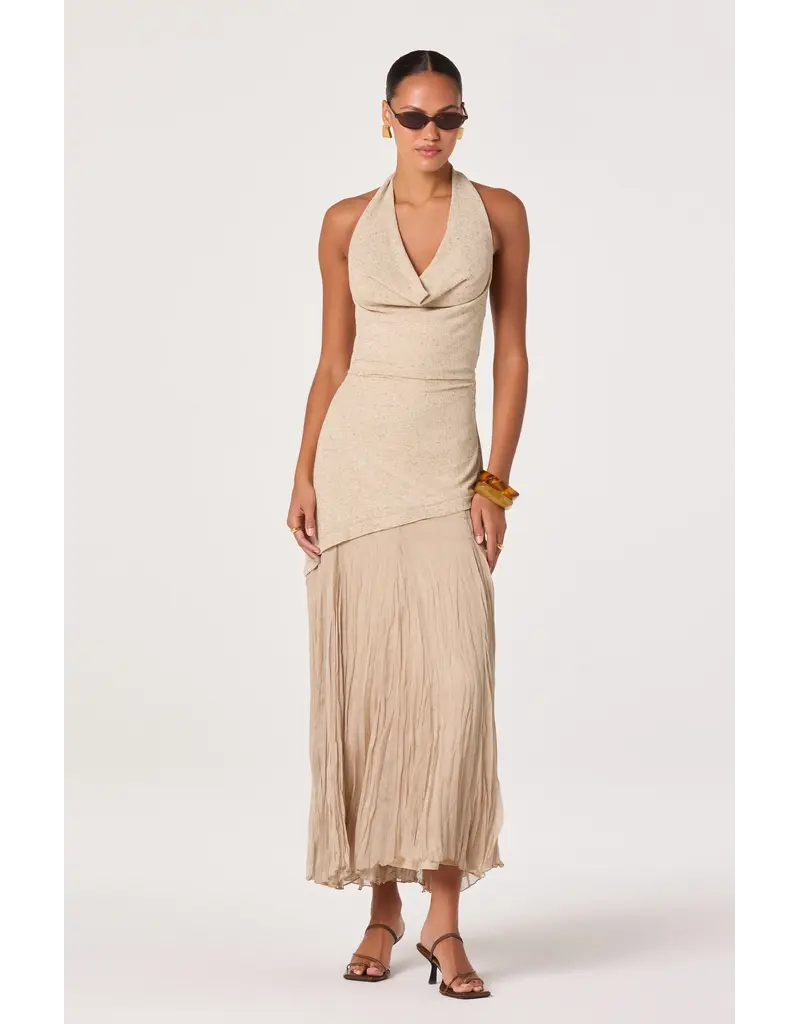 ASTR Inez Mixed Media Halter Maxi Dress