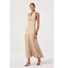 ASTR Inez Mixed Media Halter Maxi Dress