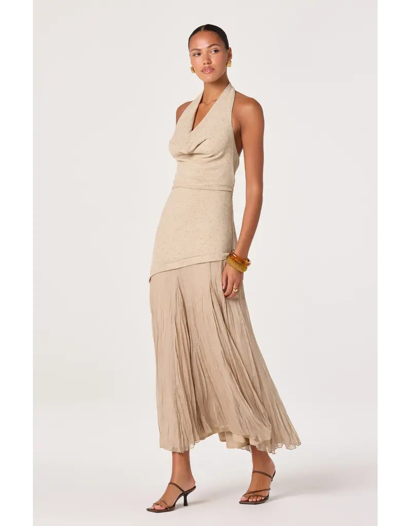 ASTR Inez Mixed Media Halter Maxi Dress