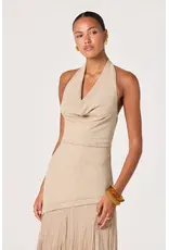 ASTR Inez Mixed Media Halter Maxi Dress