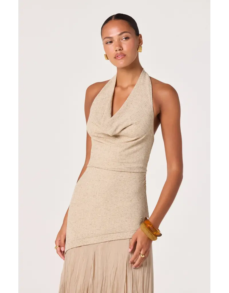 ASTR Inez Mixed Media Halter Maxi Dress