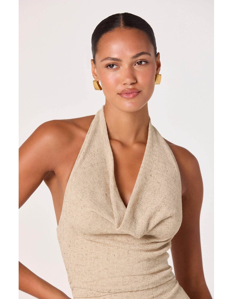 ASTR Inez Mixed Media Halter Maxi Dress
