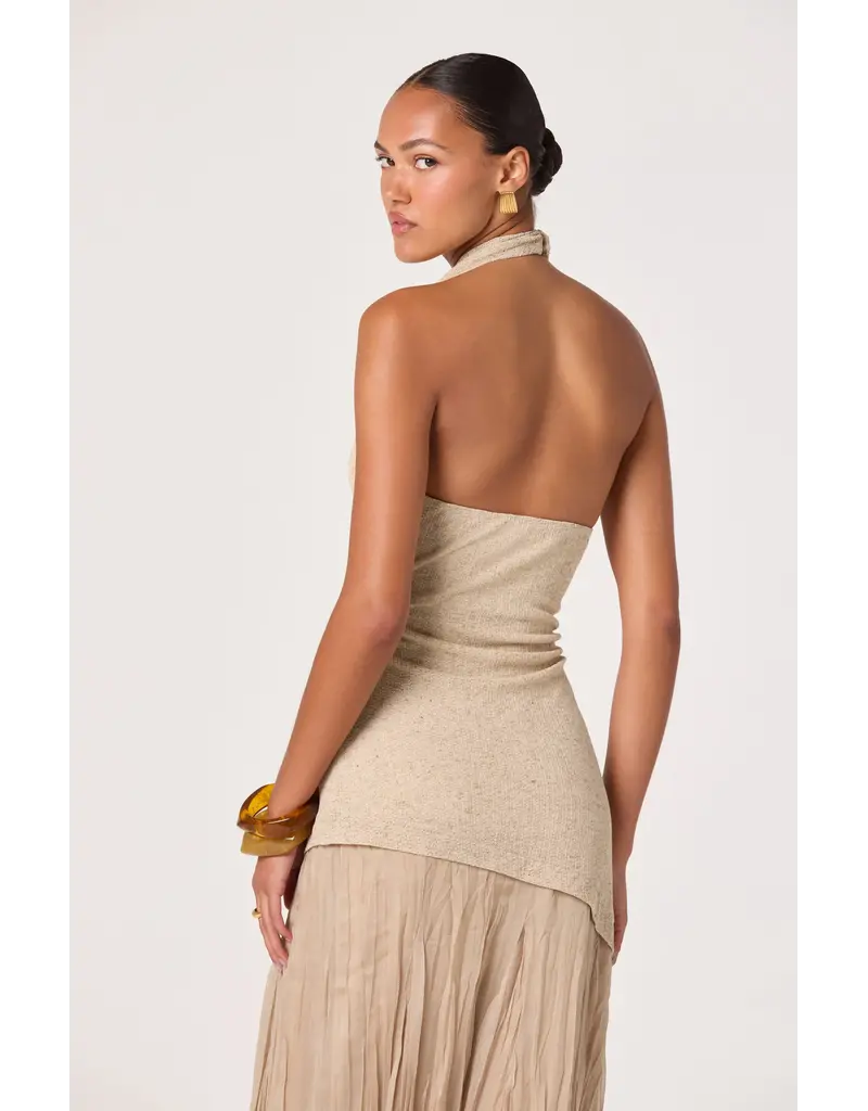 ASTR Inez Mixed Media Halter Maxi Dress