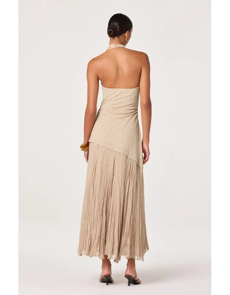 ASTR Inez Mixed Media Halter Maxi Dress