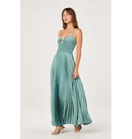 ASTR Alaia Satin Plissé Maxi Dress
